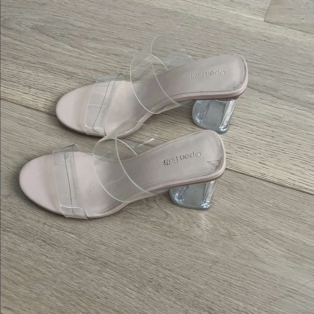 Open Edit Women's Transparent Strap Heels - Nude - Picture 4 of 7